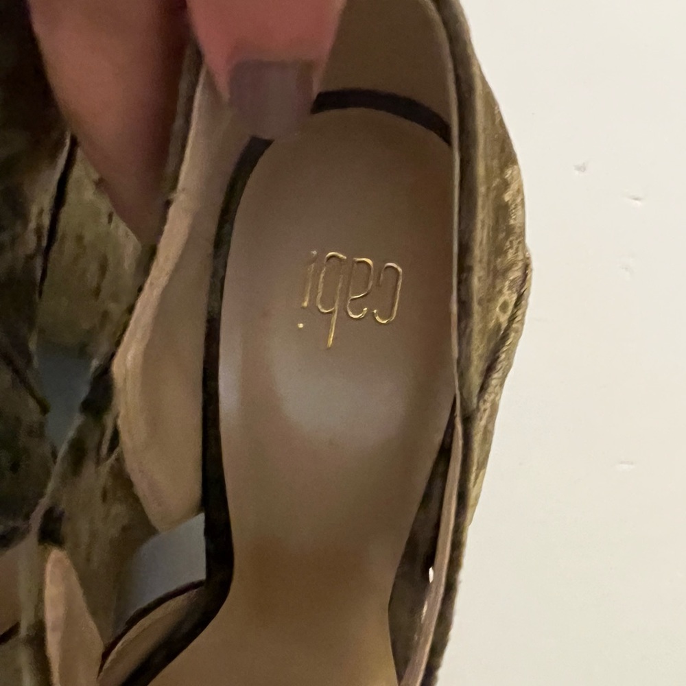 Cabi Crushed Velvet Interlock Block Open Toe Heel… - image 6